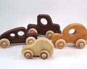 Organic Toy Car Set of 4, Natural Wooden Toys - Wood Baby Toys, Wood Childrens Montessori Toy Set