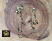 Coin long chic necklace  aqua blue healing crystal 2 pearls bronze lead free chain best fashion necklace hamsa charm "WNB Alon"