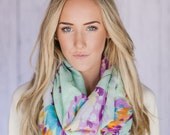 Mint Butterfly Infinity Scarf Spring ExciteMint Beautiful Soft Whimsical Butterfly Print Circle Scarf