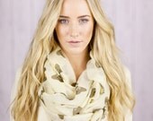 Bow Infinity Scarf Taupe Printed Infinity Loop Bow Scarf with Brown Bows  Infinity Scarf Spring Fashion Accessories Print Circle Scarf