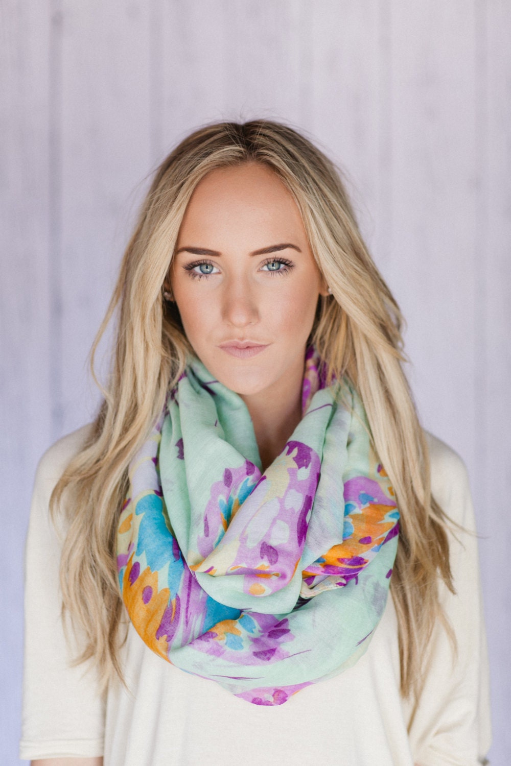 Mint Butterfly Infinity Scarf Spring ExciteMint Beautiful Soft Whimsical Butterfly Print Circle Scarf