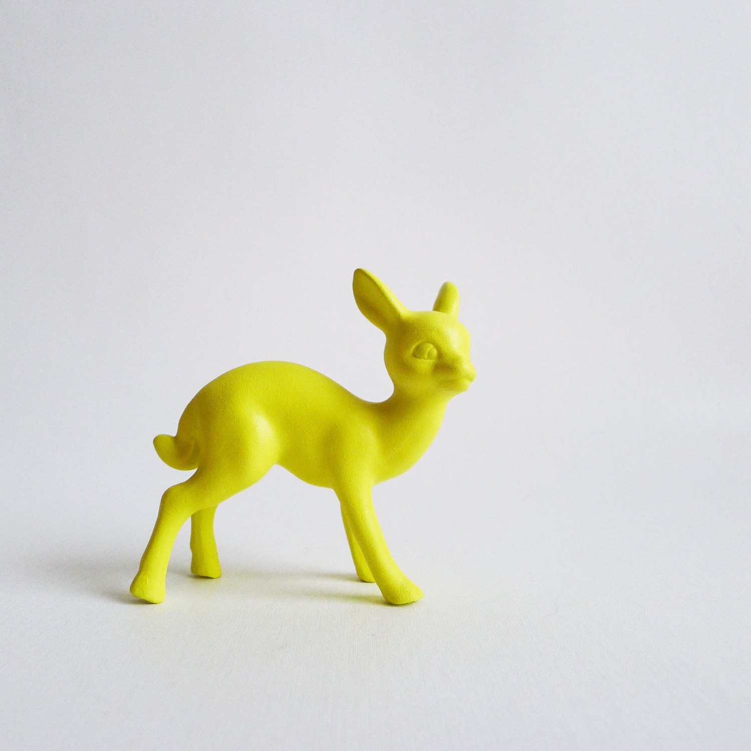 Deer Ornament Sunshine Yellow / Up-Cycled / Kitsch / Bambi