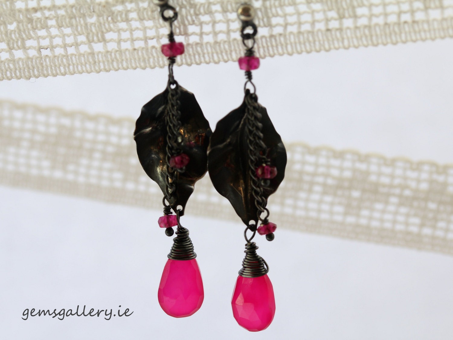 Pink Chalcedony & Sterling Silver Earrings - gemsgallery
