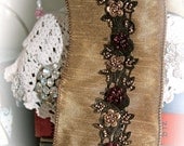 12 inches Brown Beaded and Embellished Trim Floral Wedding Crafting Quilting Embellishments