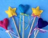 One Felt Fairy Princess Wand Star or Heart