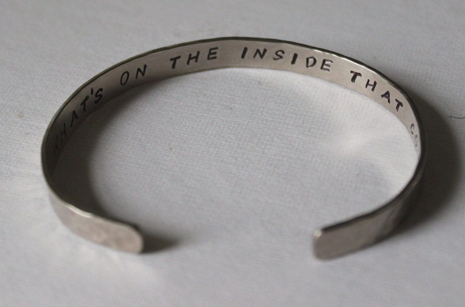 Inspirational Hand Hammered and Stamped Nickel Silver Bracelet Bangle Cuff  Your Choice Its whats on the inside