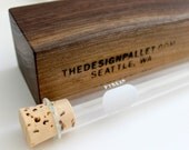 Walnut  spice rack with Pyrex  test tubes & cork stoppers  reclaimed