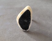 Black Stone // Any Size // One Off Rings collection // made to order // Construction Waste // ceramic stone // silver ring