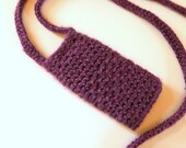 Cell Phone Cover with Long Shoulder Strap, Smartphone Mobile Cell Case for iPhone, Blackberry, Galaxy and more, in a Heather Purple.