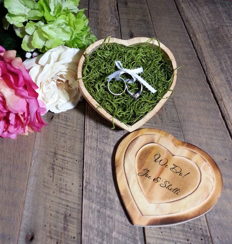 Rustic Chic Engraved Ring Bearer Pillow Personalized We Do