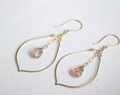 Strawberry Quartz & 14k Gold-filled Large Leaf Chandeliers