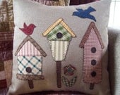 Rustic Plaid Bird Houses Pillow Slipcover