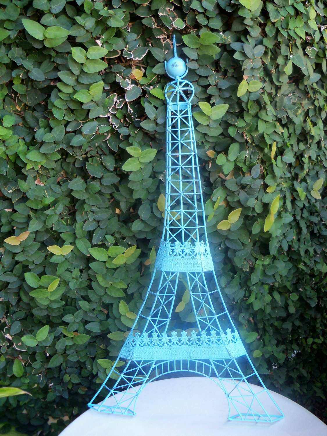 Eiffel Tower Shabby Chic Wall decor / Aqua Blue Shabby Chic Decor  / Distressed Decor