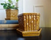 Vintage Ceramic Bamboo Planter marked Neiman Marcus Japan Set of 2
