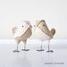 Bird Wedding Cake Topper - Mini Vintage Tan and White Stripe Seersucker and Muslin Love Birds, Neutral Rustic Wedding Decor - Made to Order