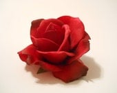 Red Rose Hair Clip,"Real Touch" for Wedding, Flower Girl, Bride, Realistic, Summer, Love, Romance, Rockabilly, vlv also Lapel, Hat or Shoes