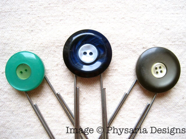 Upcycled Bookmarks from Vintage Buttons Number 7 - Set of 3