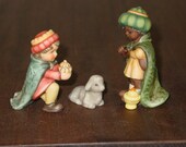 Goebel Hummel Two Wise Men and Peaceful Lamb Figurines Hand Painted Collectible Certificate of Authenticity.