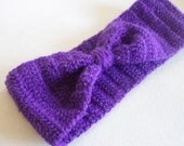 Valentines day, Women headband, Accessories, Purple Hand Crocheted Headband, Earwarmer, Hair accessorie. 2013 Trends, Bow headband