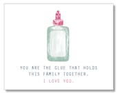 Card for PARENTS. Thinking of You. I love you mom or dad. Eco & Handmade. Hand drawn card.