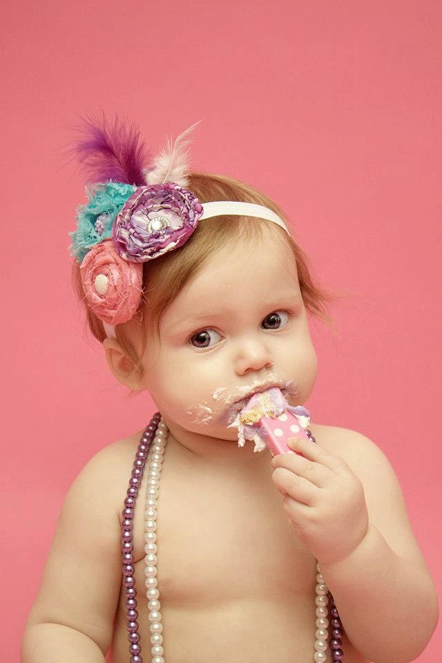 M2M PaisleyPrintsSpokane 1st Bithday Tutu Outfit- Cluster of 3 Fabric Flowers with Accenting Feathers on White FOE-12mo