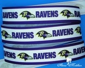 3 yards  7/8" Baltimore Ravens  Inspired Printed Grosgrain Ribbon