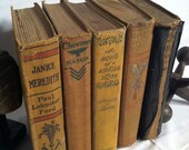 Vintage/Antique Book Bundle Shades of Mustard/Tan