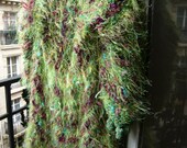 handknitted coat,eccentric,fairy,luminous,colourful,gypsy,psychedelic,vivid fresh flowered field,from green to violet .OOAK,FREE SHIPPING