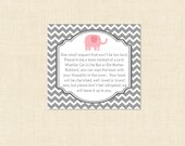 Book Shower Invitation Inserts In lieu of a card pink elephant Printable PDF--Instant Download