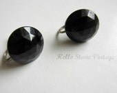 Vintage Earrings: Black Glass Earrings Vintage Earrings Screw Back