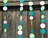 Sea Glass Inspired Paper Circle Garland- Teal, Mint, White Il_170x135