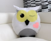Felt Snowy Owl Accent Pillow - Felt Bird - Nursery Decor - nursery accessory - Baby Room Decor - Baby Shower Gift
