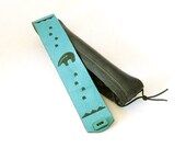 Turquoise Blue Zuni Bear Moleskine Notebook Bookmark - Upgrade your Moleskine's Closure - Leather & Recycled Bicycle Tube