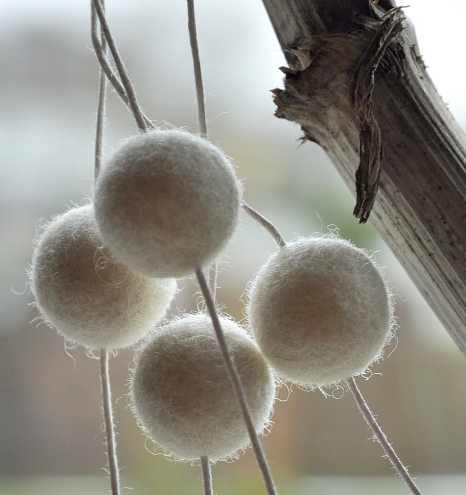 Felt garland White ball - 30 felt balls 8 feet, Felt pom pom weddings banner nursery decoration