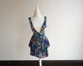 vintage 80s dress, floral print dress, ruffle dress, casual spring dress