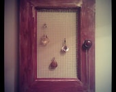 Handcrafted Wooden Picture Frame Shabby Chic Vintage Hanging Jewelry Holder/Organizer Red/Gold Crackle