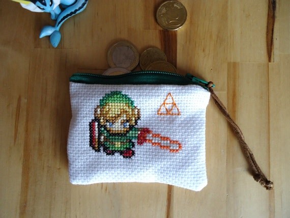 Link cross stitched purse