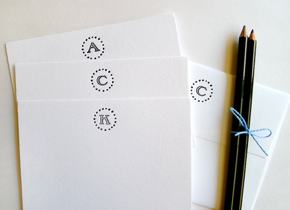 Letterpress Monogrammed Stationery - Set of 10