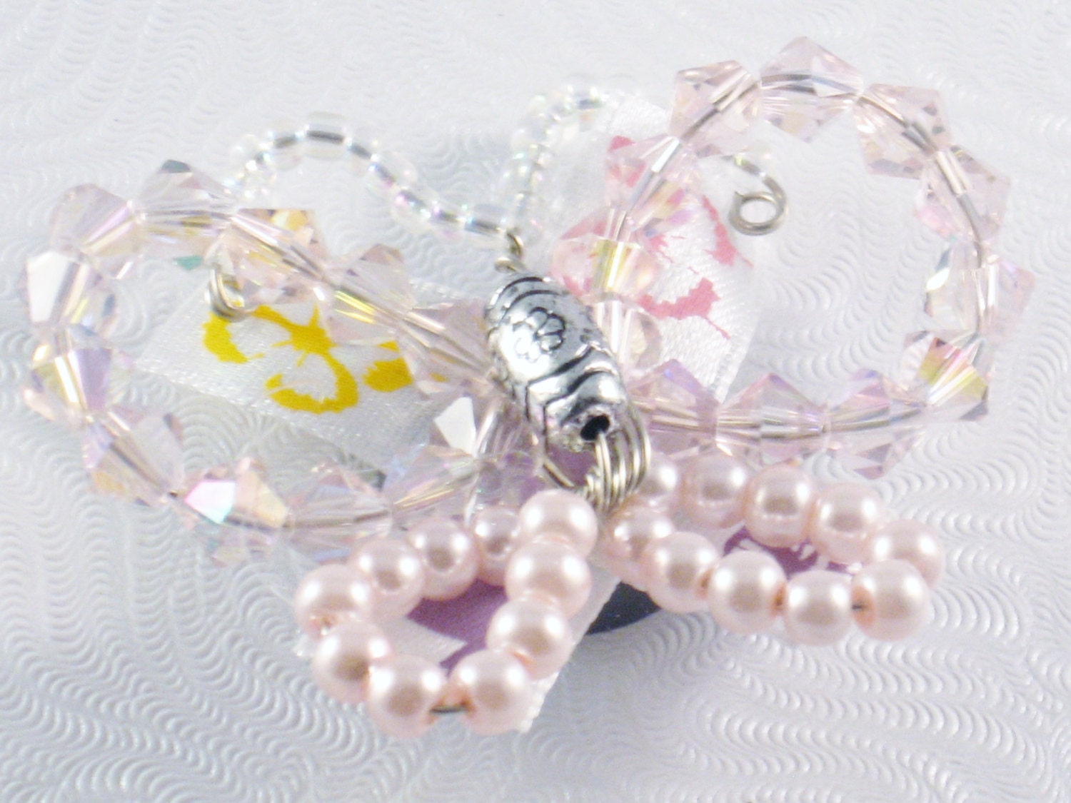 Magnet with a Pink Beaded Butterfly