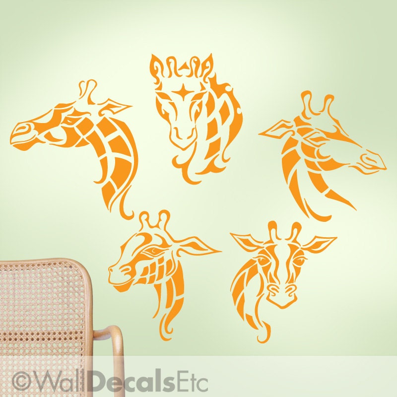 Safari Animal Wall Decal: Five Giraffes, Zoo Decor, Jungle Decor