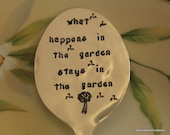 Vintage Silverware Garden Herb Flower Vegetable Marker Silverware Shabby Chic Garden Chic WHAT HAPPENS in the GARDEN Stays in the Garden