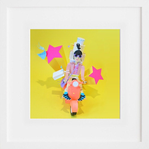 Summer Shopping Lady 10"x10" Print