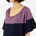 Dark Blue & Purple Contrastcolor Loose And Comfortable Cotton Long Tshirt