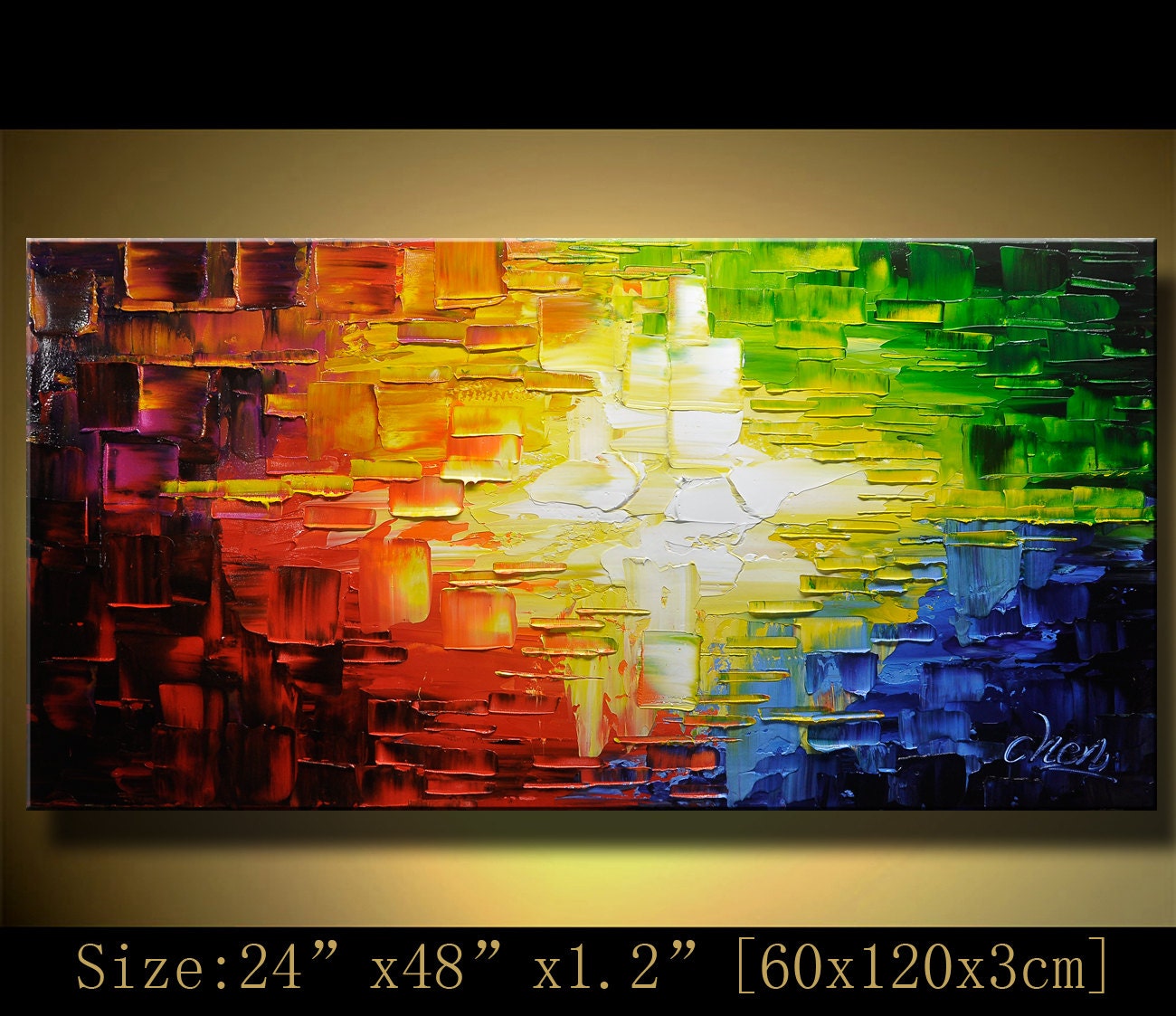 Original Art, Abstract Art,Thick Texture Contemporary Gallery Fine Impasto Art oil/acrylic Ready to Hang  by Chen c0106