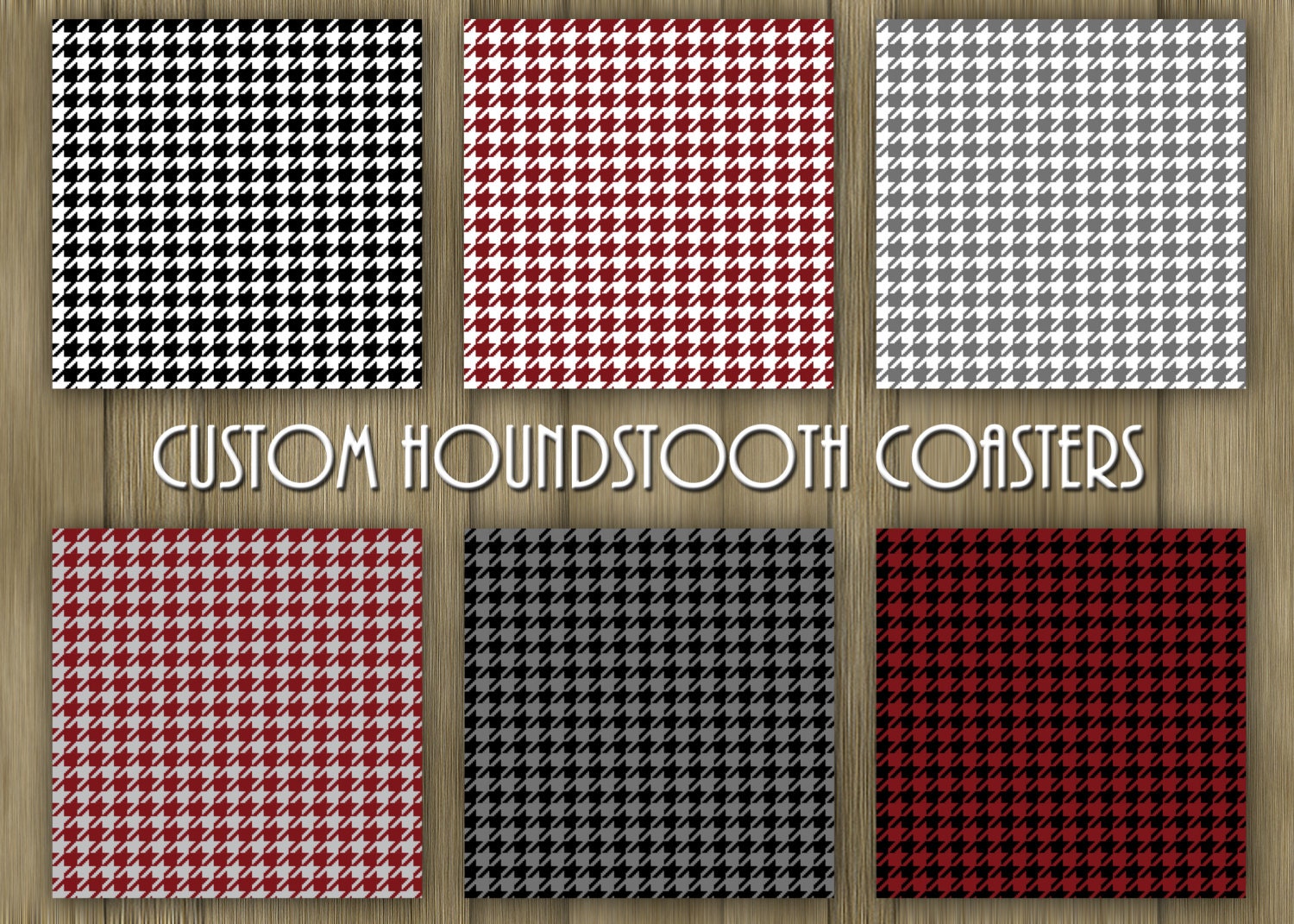 CUSTOM HOUNDSTOOTH coasters // pick your color // set of four // bonsters // university of alabama