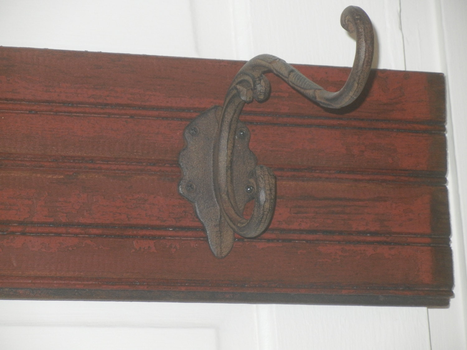 Coat Rack, Handmade, Breadboard, Reclaimed Wood, Size 7" x 28" Painted.