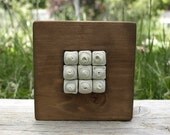 Mini ceramic mini mural. Porcelain wall art. Block of wood. Porcelain roses