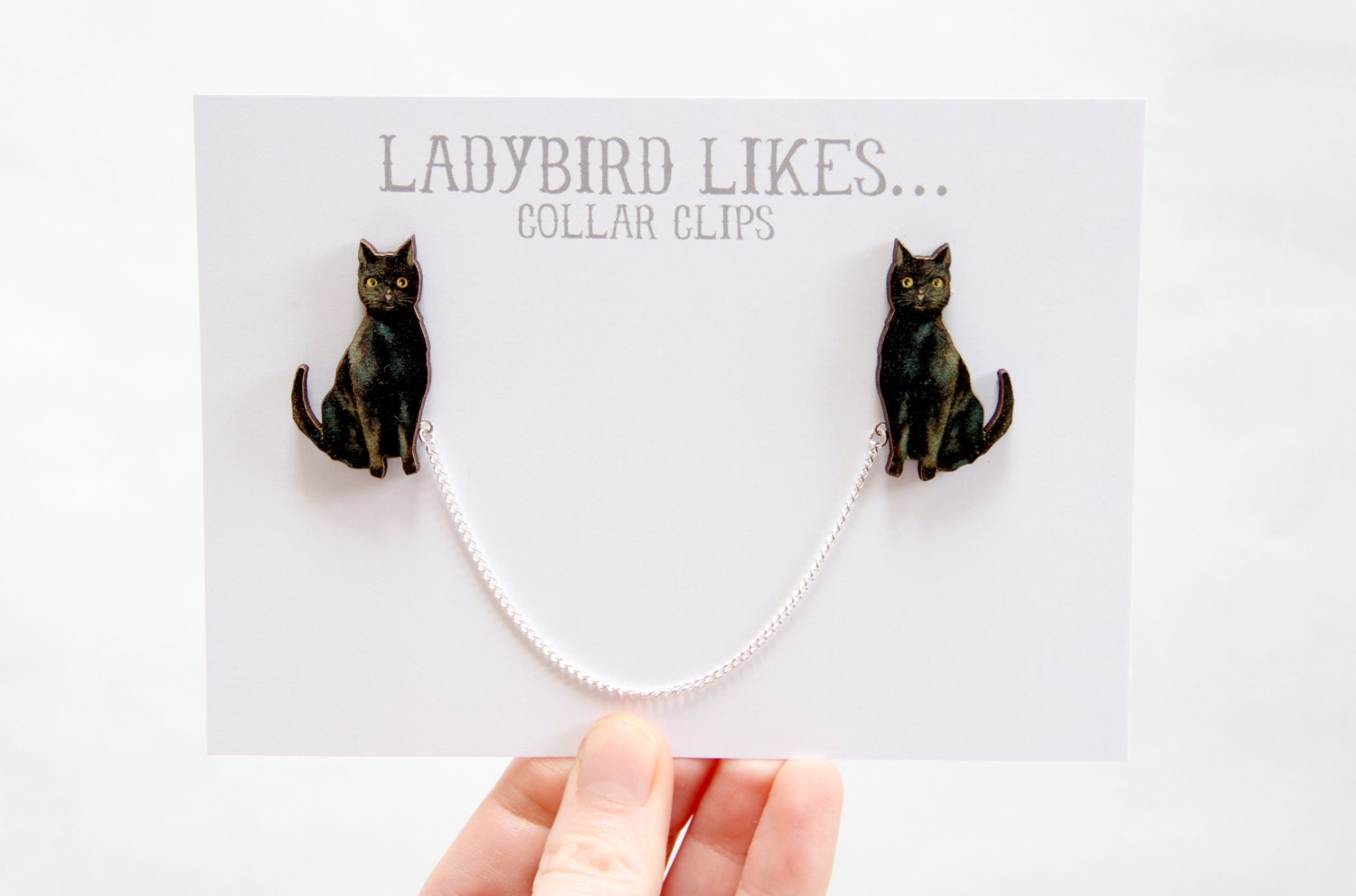 Black Cat Wooden Collar Clips