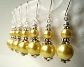 Lemon Yellow Earrings. Pastel Yellow Pearl Earrings Bridesmaid Jewelry. Yellow and Silver Earrings Spring Jewelry. Easter Gifts. GPB1