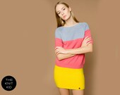 knitted raglan sweater pink bleu color block colour merino theknitkid THE KNIT KID